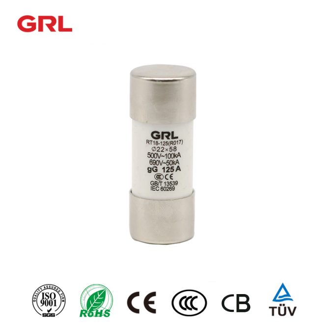 صمامات وصلة قابلة للصهر R017 10A-125A 500VAC صمامات وصلة 22 * 58 حامل الصمامات
